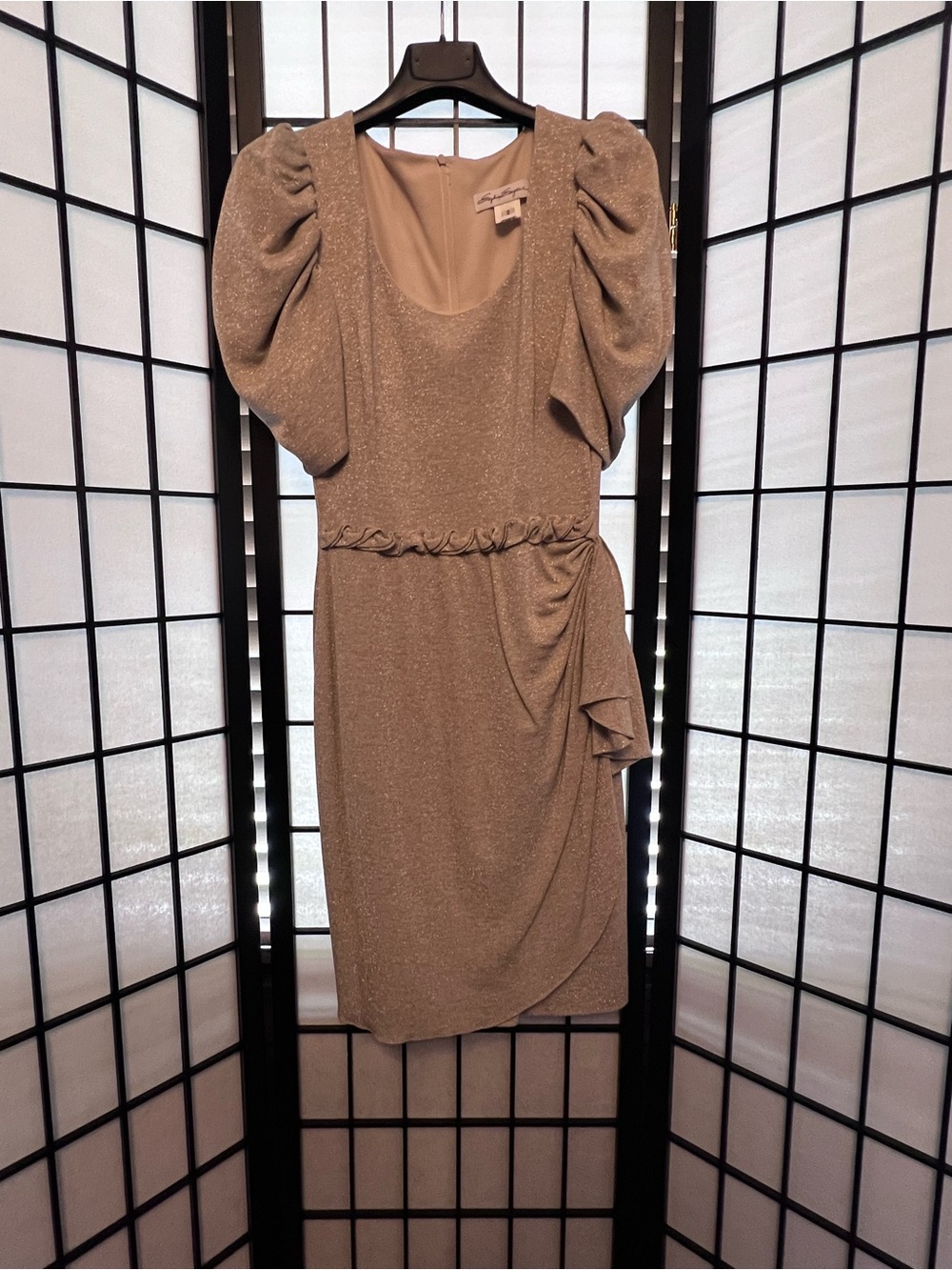 Sophia Eugene Sparkle Midi Dress in Champagne Gold